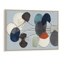 Obraz w ramie 120x80 - Plamy w Niebieskim - sztuka abstrakcyjna, linie - rama drewno