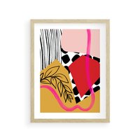 Plakat w ramie 30x40 - Wnętrza Form - abstrakcyjna kompozycja, różne tekstury - rama drewno