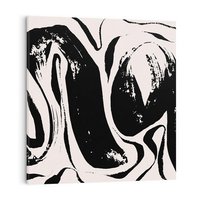 Obraz na płótnie 80x80 - Wibracje w ciemnościach duszy - czarno biała abstrakcja, nieregularne rozmyte linie