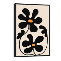 Obraz w ramie 70x100 - Wyjątkowość Boho - minimalistyczny abstrakcyjny obraz, prymitywne kwiaty - rama czarna