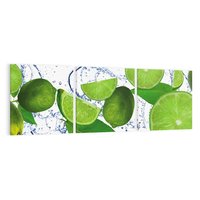 Obraz na płótnie 120x40 - Świeże limonki - limonki, woda