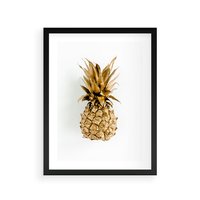 Plakat w ramie 50x70 - Ekskluzywny Akcent - złoty, ananas - rama czarna