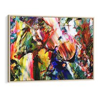 Obraz w ramie 120x80 - Szalejące ognie kolorów - abstrakcja, farby olejne - rama drewno