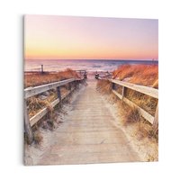 Obraz na płótnie 40x40 - Spacer Wśród Przyboju - dróżka, morze