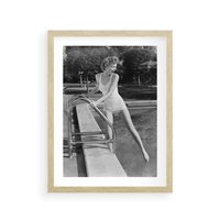 Plakat w ramie 50x70 - Retro Basen - retro zdjęcie, czarno białe - rama drewno