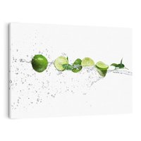 Obraz na płótnie 120x80 - Świeże limonki i woda - limonki, woda