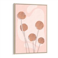 Obraz w ramie 80x120 - Rozkwitające Emocje - minimalistyczny plakat, pudrowe kwiaty - rama drewno