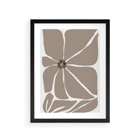 Plakat w ramie 30x40 - Złudne Zmysły - abstrakcyjny kwiat, beże i brązy - rama czarna