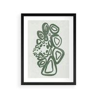 Plakat w ramie 50x70 - Migotliwe Widzenia Zieleni - zielona abstrakcja, zgaszona zieleń - rama czarna