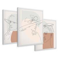 Zestaw obrazy w ramie 50x70 galeria - Minimalistyczne, nowoczesne, boho - rama biała