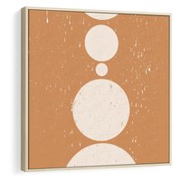 Obraz w ramie 50x50 - Podróżne Echa - mid century styl, nowoczesna grafika - rama drewno
