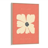 Obraz w ramie 80x120 - Malowane Kolorowe Echa - minimalistyczna grafika, biały kwiat na różowym tle - rama drewno