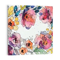 Obraz na płótnie 80x80 - Rozkwitające marzenia - akwarelowe kwiaty, kolory