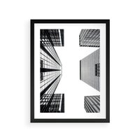 Plakat w ramie 30x40 - Architektoniczna Symetria - architektura, wysoki wieżowiec - rama czarna