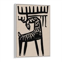 Obraz w ramie 50x70 - Konturem Zdefiniowany - skandynawska sztuka, jeleń - rama biała