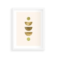 Plakat w ramie 40x50 - Harmonijne Odbicia - geometryczne złote kształty, tekstura - rama biała