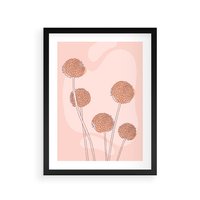 Plakat w ramie 30x40 - Rozkwitające Emocje - minimalistyczny plakat, pudrowe kwiaty - rama czarna