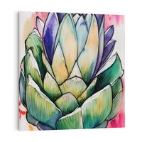 Obraz na płótnie 50x50 - Estetyczna Roślina - abstrakcja, akwarela