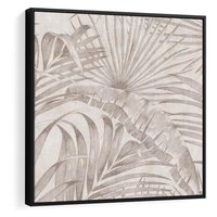 Obraz w ramie 50x50 - Odsłonięte liściowe wspomnienia - monochromatyczne, kolory sepii - rama czarna