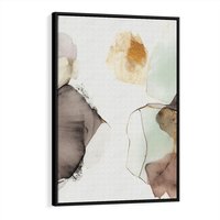 Obraz w ramie 50x70 - Nowoczesne Elegancje - akwarela, złote linie i plamy - rama czarna