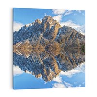 Obraz na płótnie 40x40 - Górskie odbicie jeziora - góry, jezioro