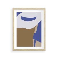 Plakat w ramie 50x70 - Kobiecy Wiatr - plakat retro, kobieta w kapeluszu - rama drewno