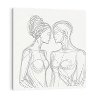 Obraz na płótnie 70x70 - Dialog z cieniami duszy - sztuka one line art, jedna kreska