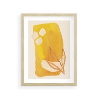 Plakat w ramie 30x40 - Kolorowe Marzenia - abstrakcyjna żółta plama, akwarela - rama drewno