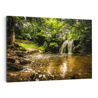 Obraz na płótnie 70x50 - Magia wodospadu w lesie - wodospad, las