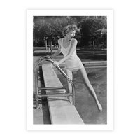 Plakat bez ramy 21x30 - Retro Basen - retro zdjęcie, czarno białe
