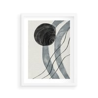 Plakat w ramie 30x40 - Abstrakcyjne Kształty w Szarościach - abstrakcja, akwarelowe plamy - rama biała
