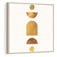 Obraz w ramie 80x80 - Abstrakcyjne Wzory - geometryczne złote kształty, tekstura - rama drewno