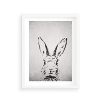 Plakat w ramie 50x70 - Szkicowany królik w grafice - szkic, królik - rama biała