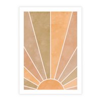 Plakat bez ramy 30x40 - Grafika Boho w Odcieniach Pomarańczu - boho słońce, grafika