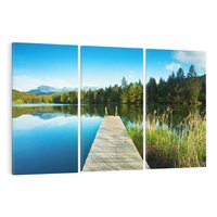 Obraz na płótnie 120x80 - Jezioro w lesie: Ucieczka do natury - jezioro, las