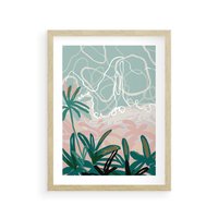 Plakat w ramie 30x40 - Rajski Stan - pastelowy krajobraz, nowoczesny plakat - rama drewno