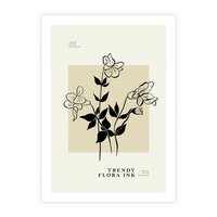 Plakat bez ramy 40x50 - Malowane szkicowe tęsknoty - kwiaty, typografia