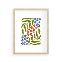 Plakat w ramie 40x50 - Splątane Granice - kwiaty, sztuka nowoczesna - rama drewno