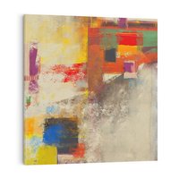 Obraz na płótnie 50x50 - Abstrakcja olejna - kształty i kolory - abstrakcja, olejna