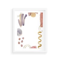 Plakat w ramie 40x50 - Wibracje Pastelowych Odcieni - abstrakcyjny plakat, akwarelowe plamy - rama biała
