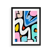 Plakat w ramie 50x70 - Komiksowe Formy - abstrakcyjne formy, komiksowy styl - rama czarna