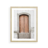 Plakat w ramie 40x50 - Śródziemnomorskie Drzwi Czasu - fotografia starych drzwi, śródziemnomorska architektura - rama drewno
