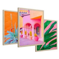 Zestaw obrazy w ramie 30x40 galeria - Liście, rośliny, energetyczne, neony - rama drewno