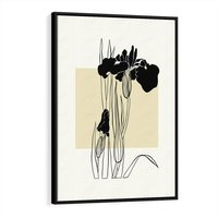 Obraz w ramie 50x70 - Rozkwitające w konturach - irys, kwiaty - rama czarna