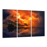 Obraz na płótnie 120x80 - Burza nad morzem z piorunem - burza, piorun