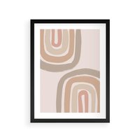 Plakat w ramie 50x70 - Migotliwe Tęczowe Przestrzenie - abstakcyjne tęcze, delikatne odcienie beżu - rama czarna