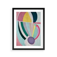 Plakat w ramie 40x50 - Podróżne Echa Przestrzeni - abstrakcyjne dziwne kształty, olejny obraz - rama czarna