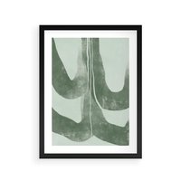 Plakat w ramie 40x50 - Nurtująca Kompozycja Zieleni - abstrakcyjne delikatne zielone linie, podobne do gałęzi kwiatów - rama czarna