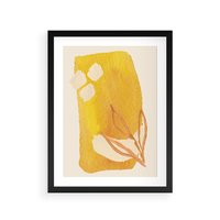 Plakat w ramie 30x40 - Kolorowe Marzenia - abstrakcyjna żółta plama, akwarela - rama czarna