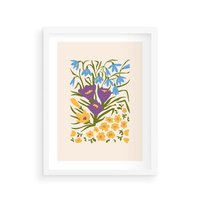 Plakat w ramie 40x50 - Kwiatowe Przenikanie - kwiaty, sztuka nowoczesna - rama biała
